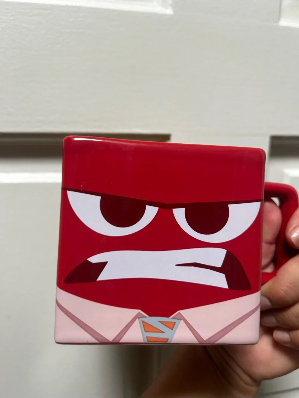 Inside Out Anger Coffee Mug Red Square Disney Pixar Good Pre Owned Condition